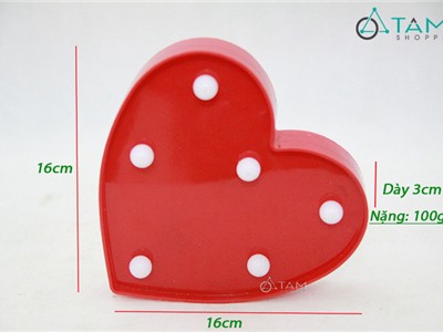 Trái tim đèn Led màu đỏ để bàn số 7